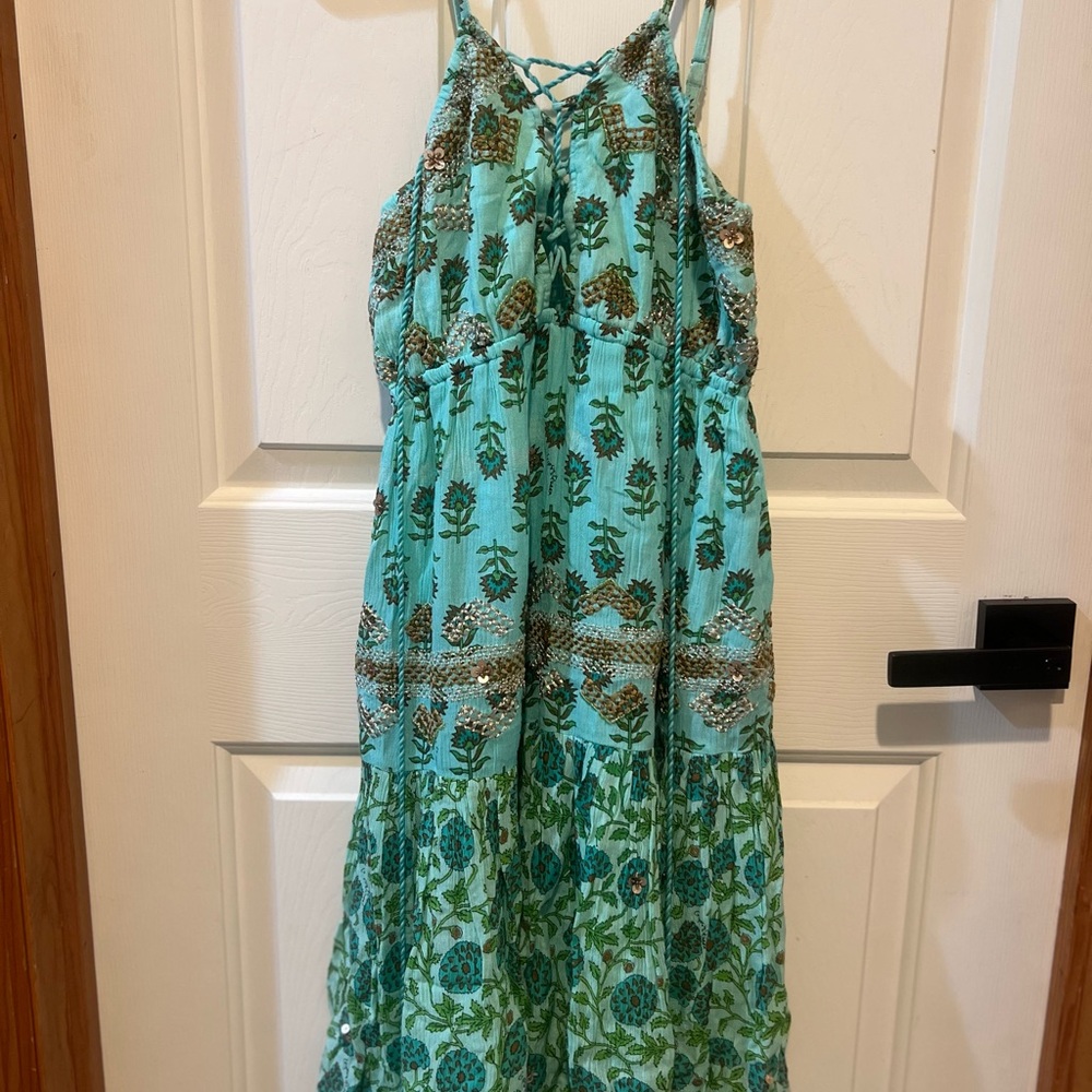 Floral Green Boho Sundress